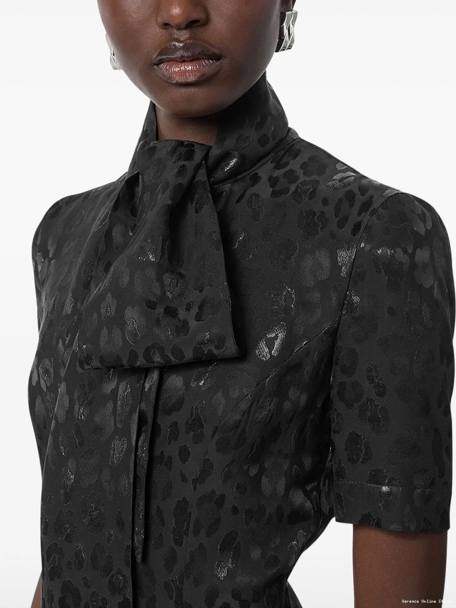Affordable leopard-jacquard Lavalliere dress Women midi Versace 0711